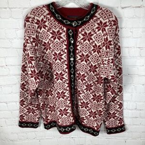 Woolrich Snowflake Sweater Cardigan Wool Blend Nordic Isle‎ Women’s Medium